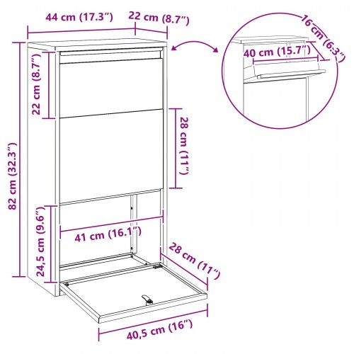 Pakke drop boks med opbevaring Antracit 44 x 22 x 82 cm Stål