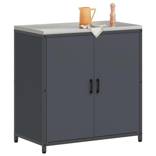 Køkken opbevaringsskab med hylde Antracit 60 x 50 x 92 cm Stål