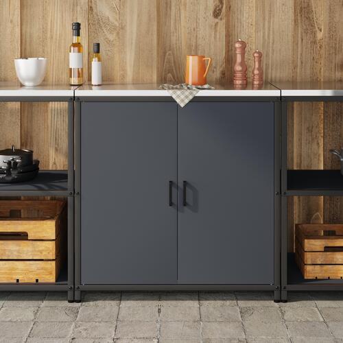 Køkken opbevaringsskab med hylde Antracit 60 x 50 x 92 cm Stål