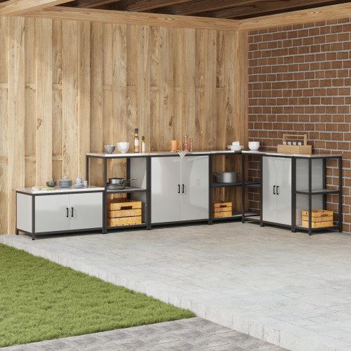 Køkken opbevaringsskab med hylde med dør Sølv Galvaniseret stål