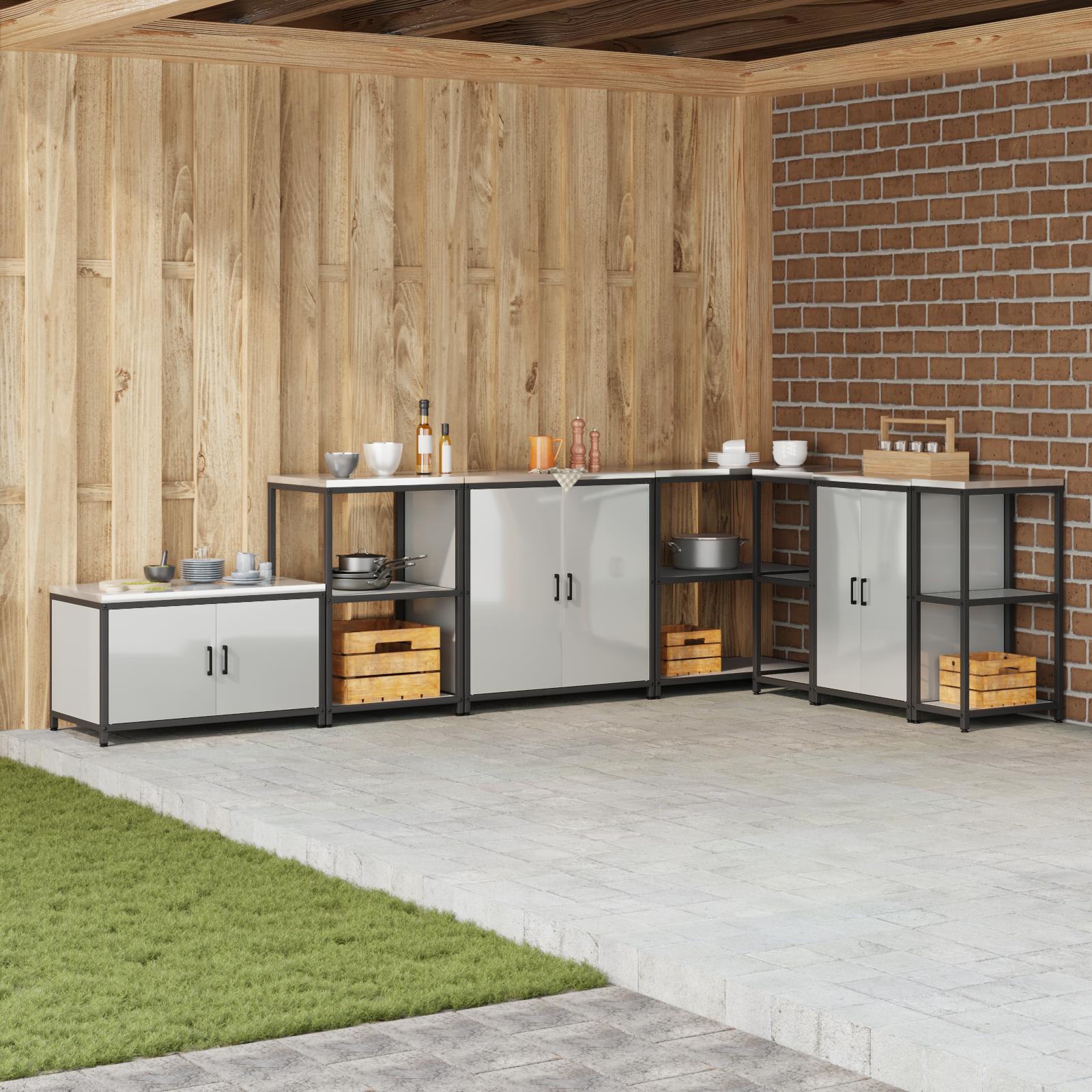 Køkken opbevaringsskab med hylde med dør Sølv Galvaniseret stål