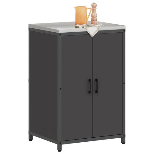 Køkken opbevaringsskab med hylde med opbevaring med dør Sort 60 x 50 x 92 cm Stål
