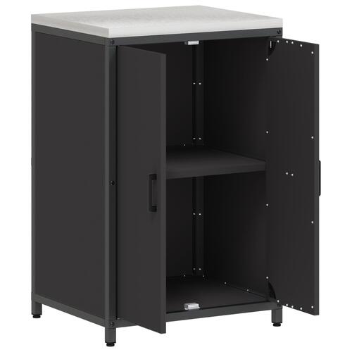 Køkken opbevaringsskab med hylde med opbevaring med dør Sort 60 x 50 x 92 cm Stål