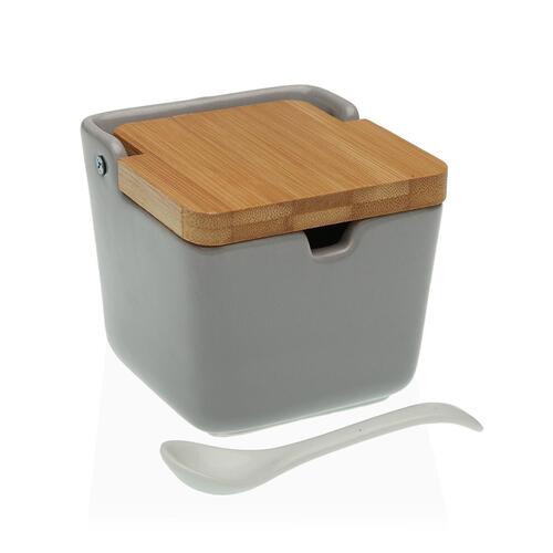 Versa sukkerskål med låg i keramik 8,8 × 10,3 × 8,8 cm - grå