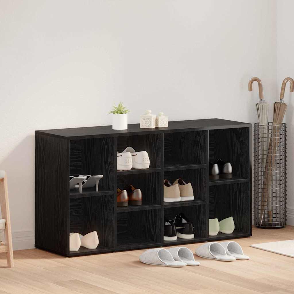 Sko bænk med hylde Sort eg 103 x 30 x 54.5 cm Konstrueret træ