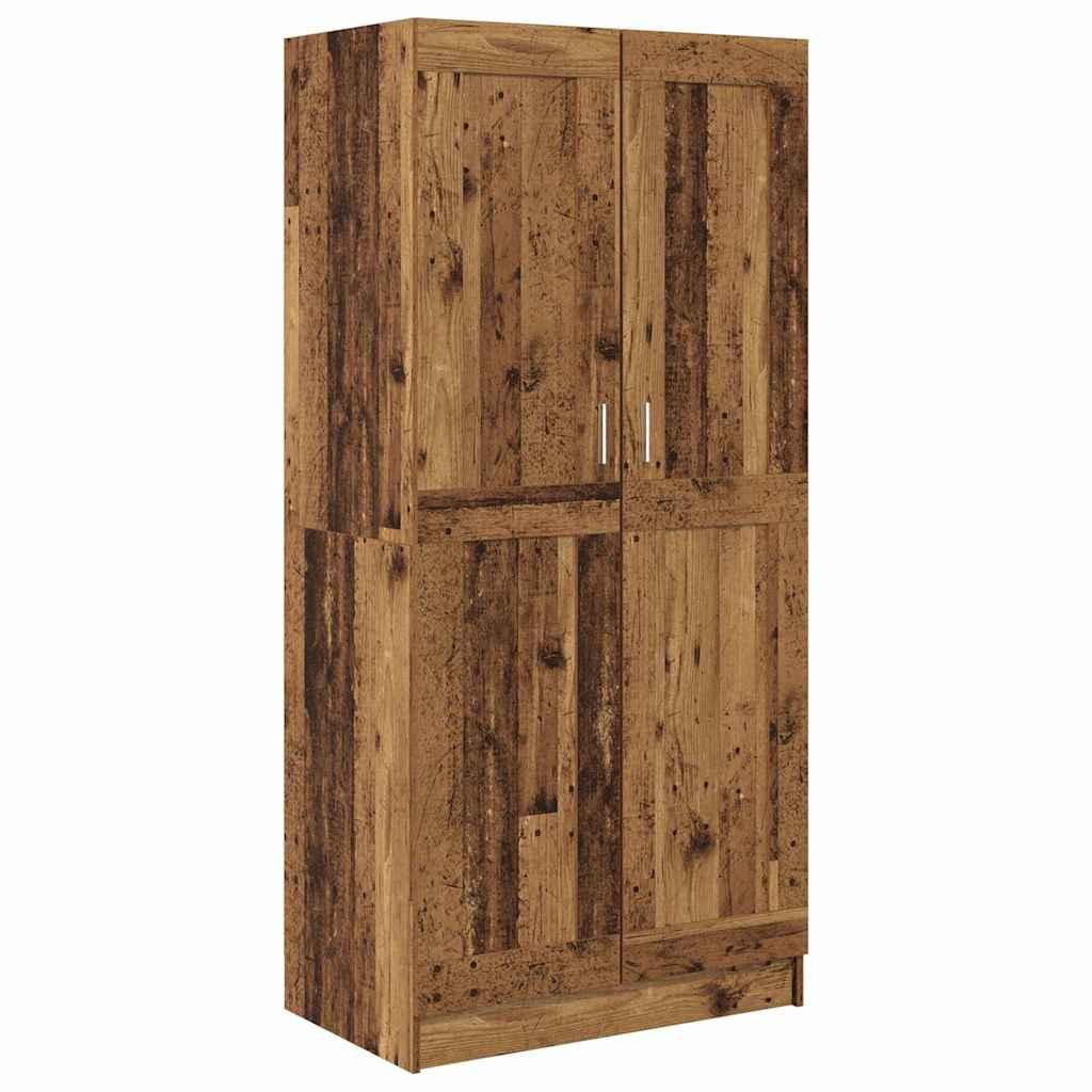 Garderobeskab i gammelt trælook - 82,5 × 51,5 × 180 cm, konstrueret træ
