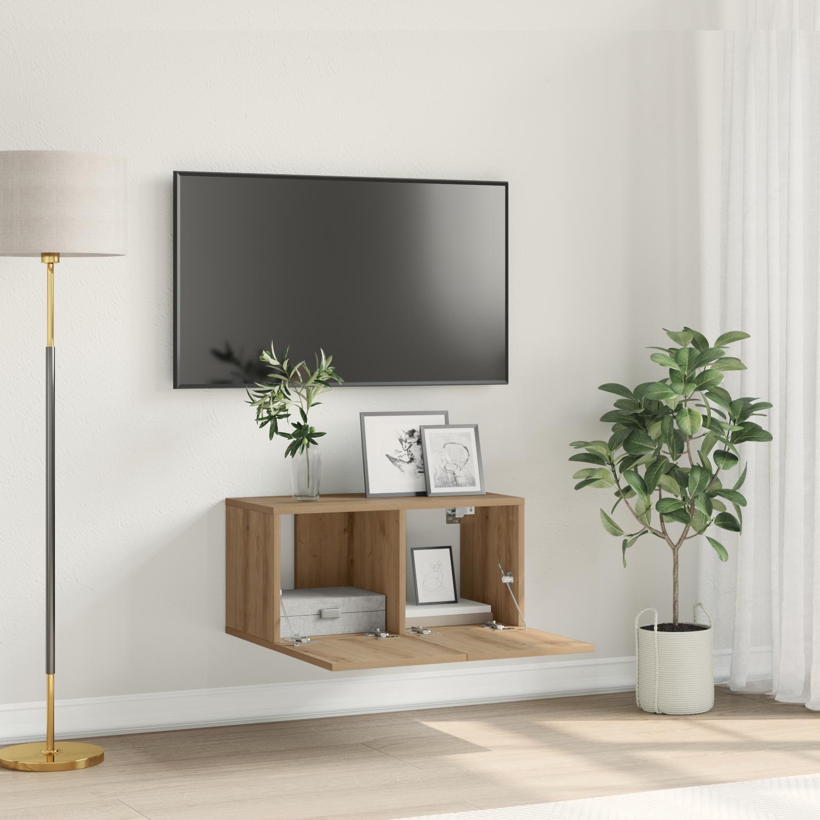 VÃ¦gmonteret TV-bord i konstrueret trÃ¦ - brun, 60 Ã 30 Ã 30 cm