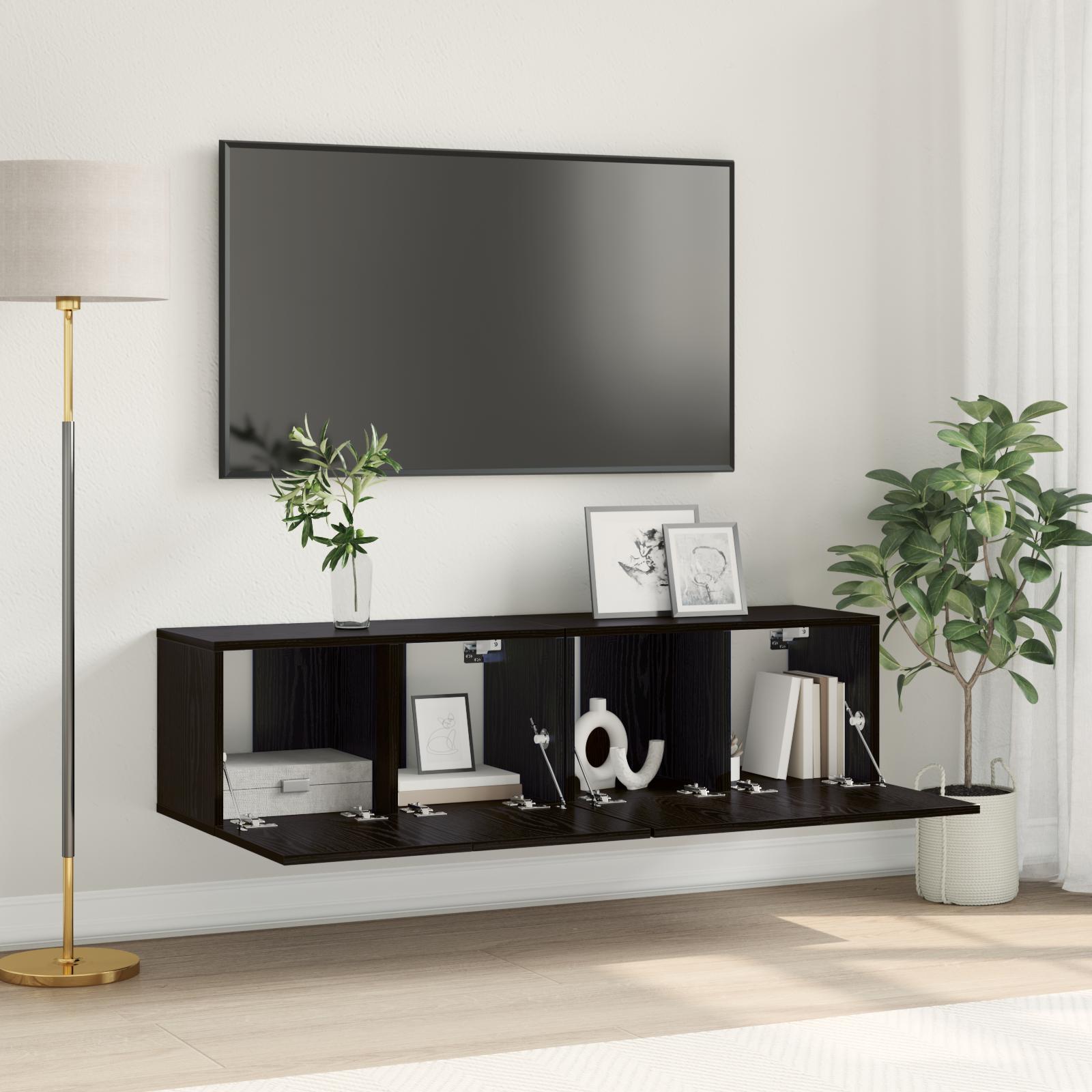 TV-skab 2 stk Sort 60 x 30 x 30 cm Konstrueret træ