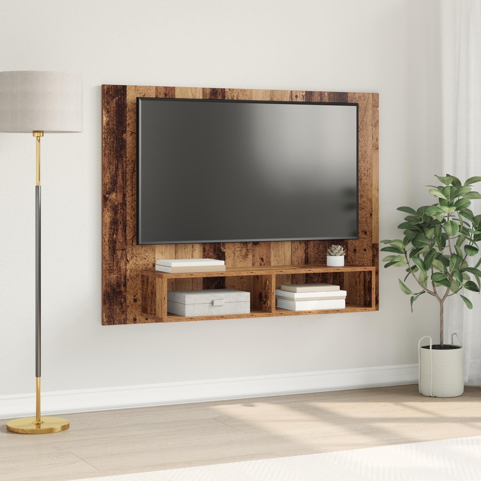 Væg TV Skab Gammelt træ 120 x 23.5 x 90 cm Konstrueret træ