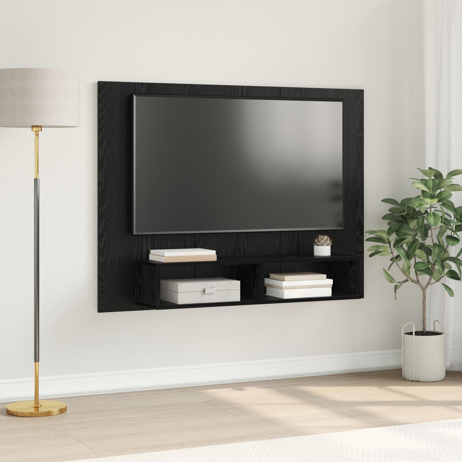 Væg TV Skab Sort eg 120 x 23.5 x 90 cm Konstrueret træ