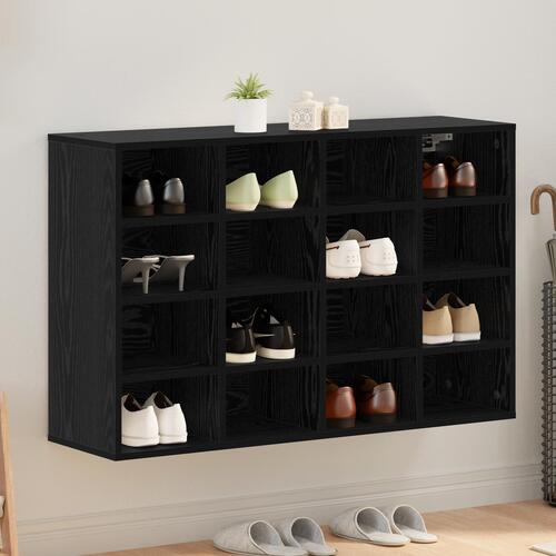 Sko skab med hylde Sort Eg 52,5 x 30 x 50 cm Konstrueret træ