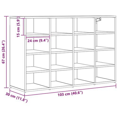 Sko skab med hylde Sort Eg 52,5 x 30 x 50 cm Konstrueret træ
