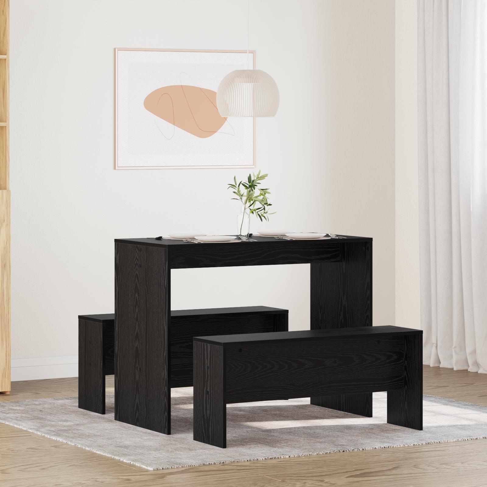Spisestuesæt 2 stk Sort eg 97 x 47 x 75 cm Konstrueret træ