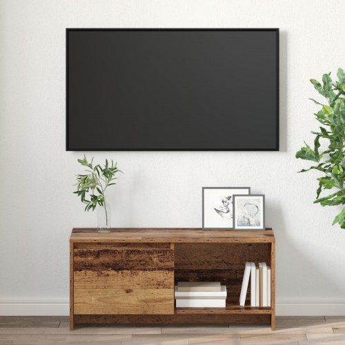 Væghængt TV-skab 90 x 35 x 40 cm - gammelt træ