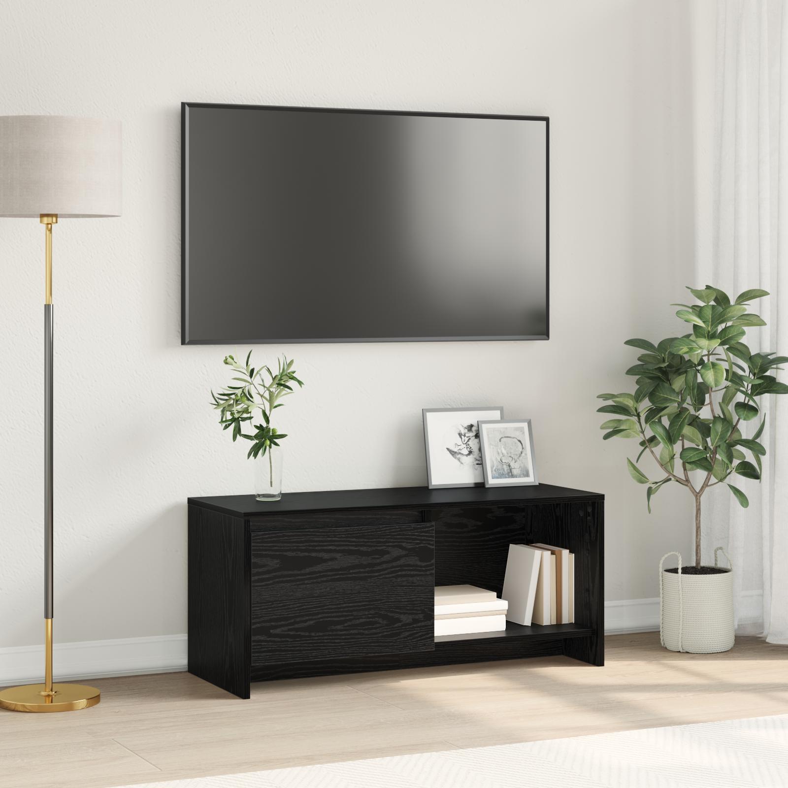 TV-bord Sort eg 90 x 35 x 40 cm Konstrueret træ