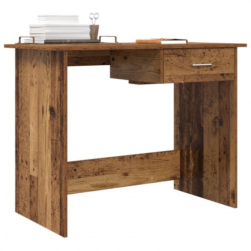 Skrivebord med skuffe - Gammelt træ, 100 x 50 x 76 cm