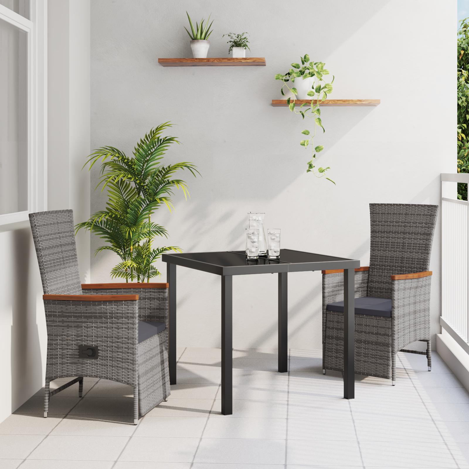 Have Spisebordssæt med pude 3 stk Grå Poly rattan