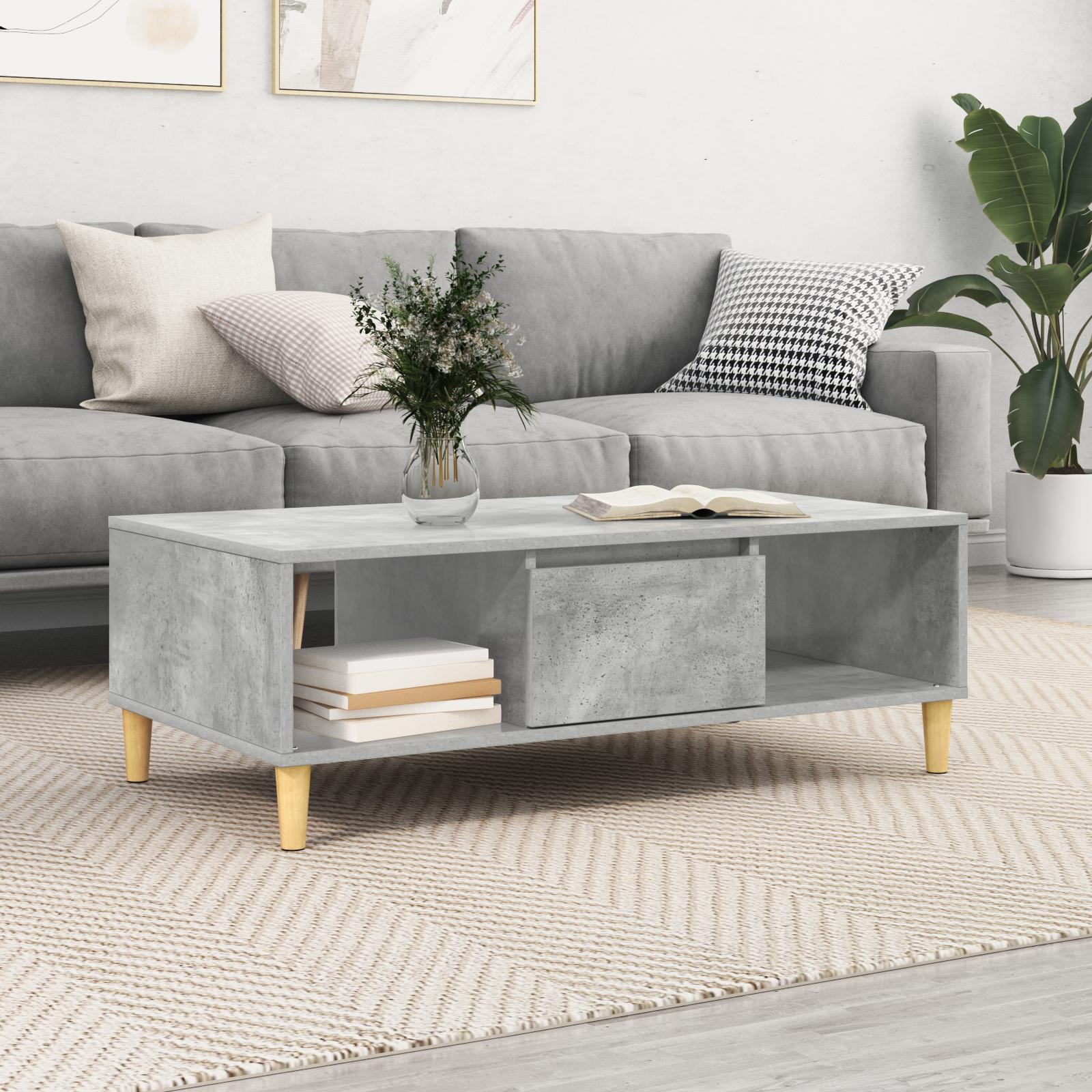 Sofabord 102 X 55 X 35 Cm Konstrueret Træ - Betongrå