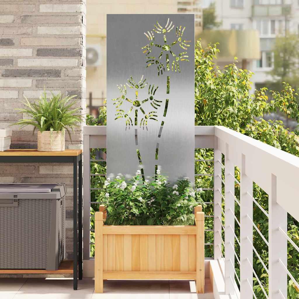 vidaXL Have privatliv skærm Fretwork Sølv 50 x 140 cm Rustfrit stål