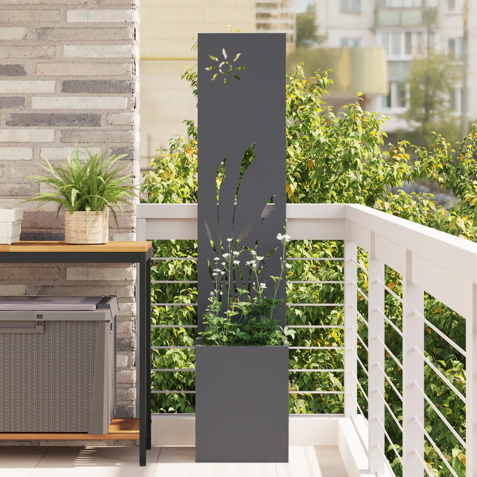 Have Privatliv Skærm Fretwork 32 X 140 Cm Koldvalset Stål - Antracit / Rør