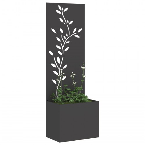 Have privatliv skærm Blomstret Sort 50 x 140 cm Koldvalset stål