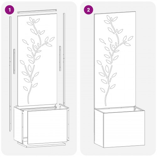 Have privatliv skærm Blomstret Sort 50 x 140 cm Koldvalset stål