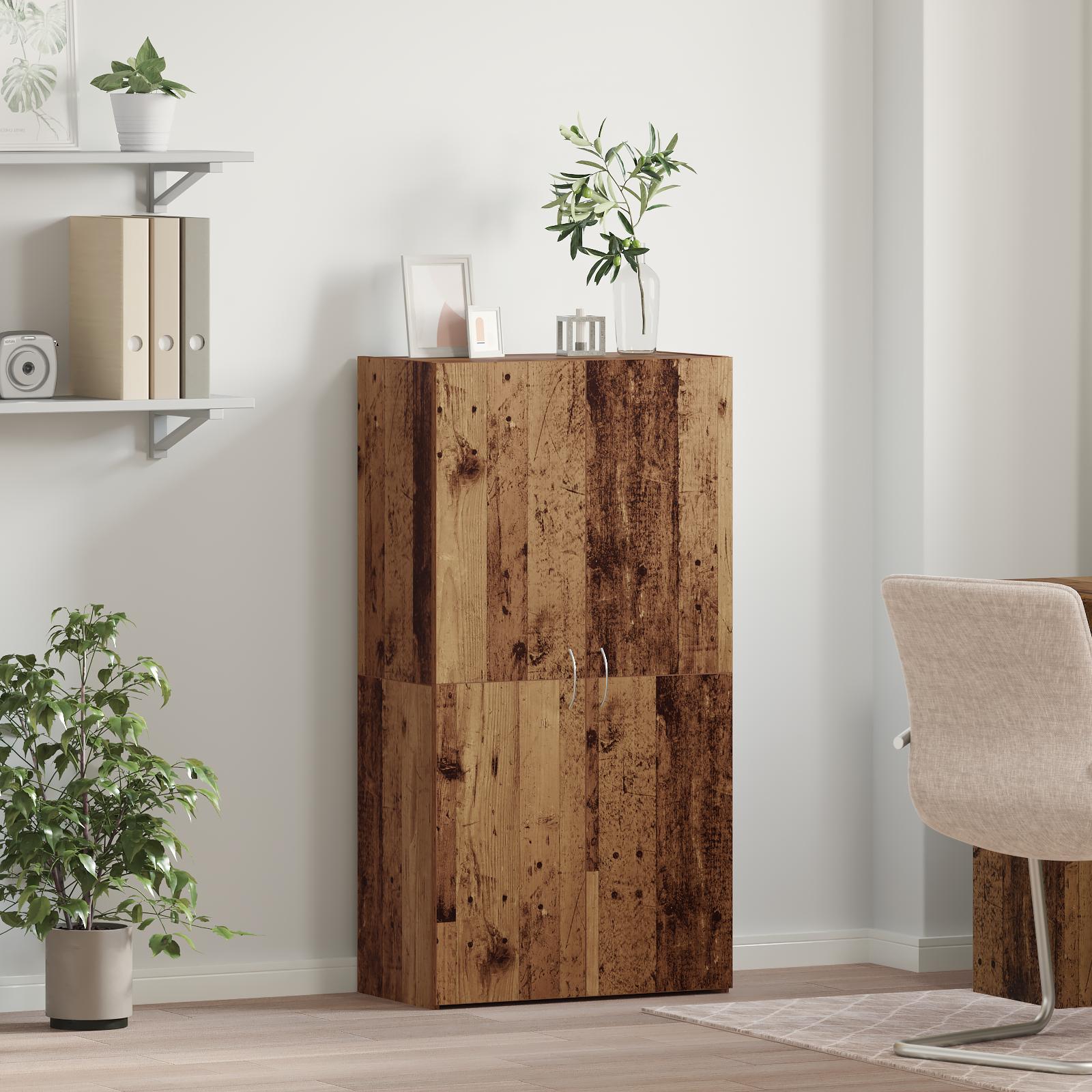 Kontorskab med dør Gammelt træ 60 x 32 x 115 cm Konstrueret træ