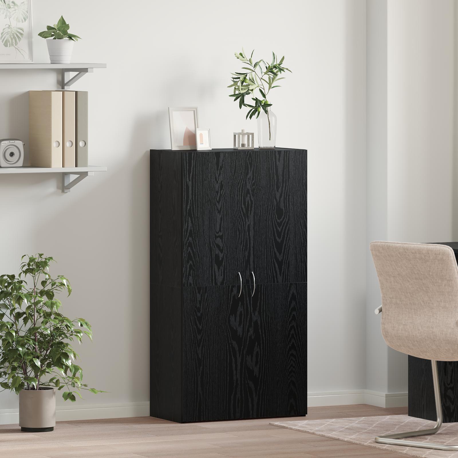 Kontorskab med hylde Sort eg 60 x 32 x 115 cm Konstrueret træ