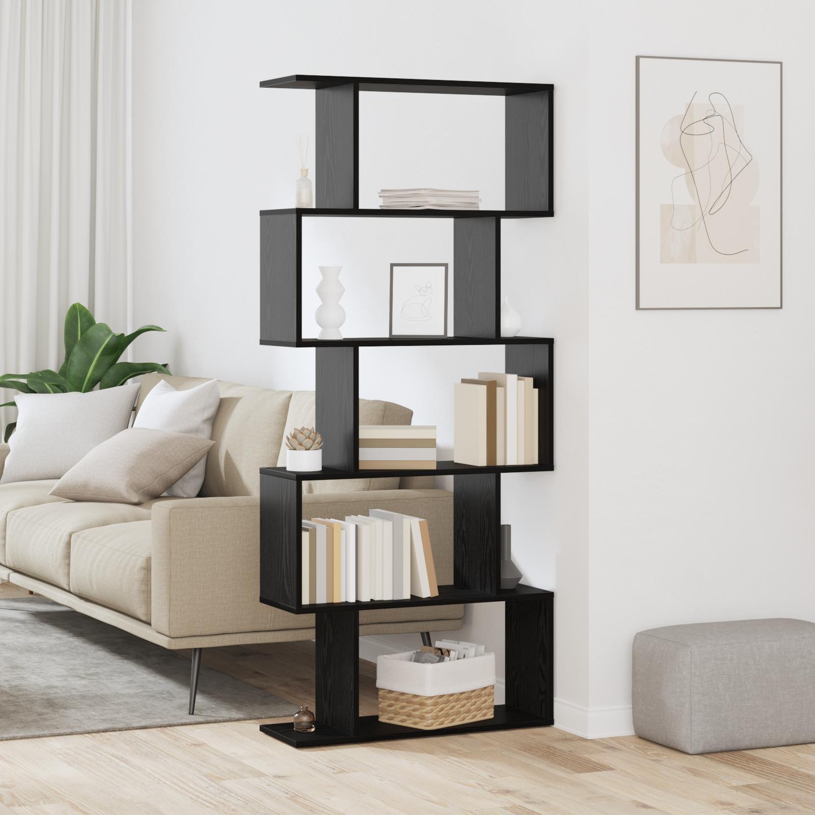 Bogreol i sort eg - konstrueret træ, 70 × 24 × 161 cm