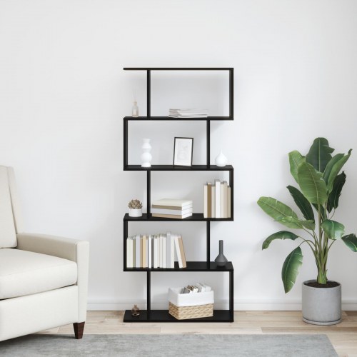 Bogskab med 5 hylder 70 x 24 x 161 cm - sort eg