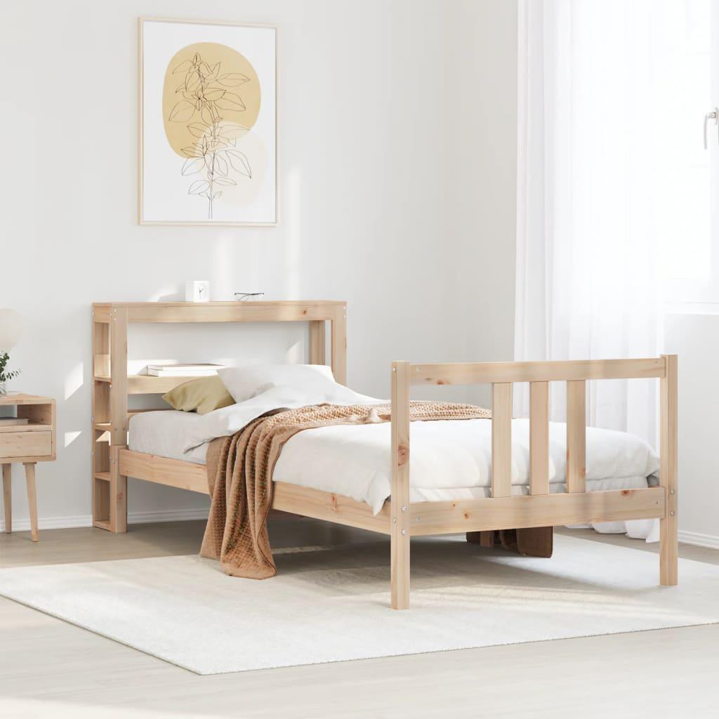 Sengeramme med sengegavl 75x190 cm massivt fyrretræ