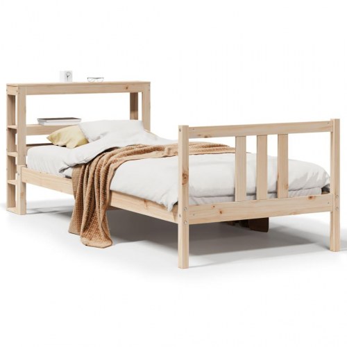 Sengeramme med sengegavl 75x190 cm i massivt fyrretræ