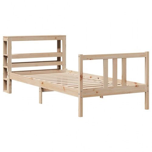 Sengeramme med sengegavl 75x190 cm i massivt fyrretræ
