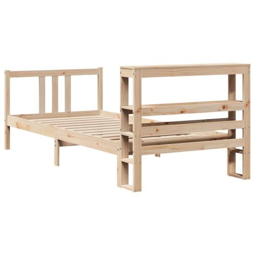 Sengeramme med sengegavl 75x190 cm i massivt fyrretræ