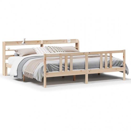Sengeramme med sengegavl 200 x 200 cm i massivt fyrretræ