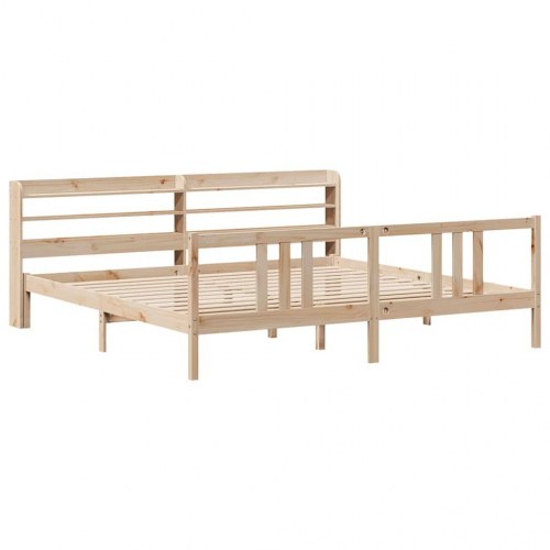 Sengeramme med sengegavl 200 x 200 cm i massivt fyrretræ