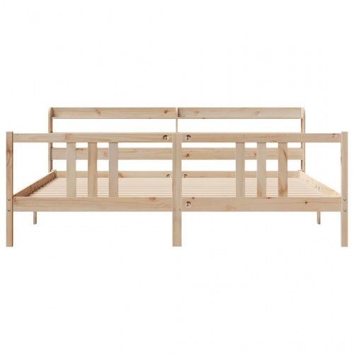 Sengeramme med sengegavl 200 x 200 cm i massivt fyrretræ