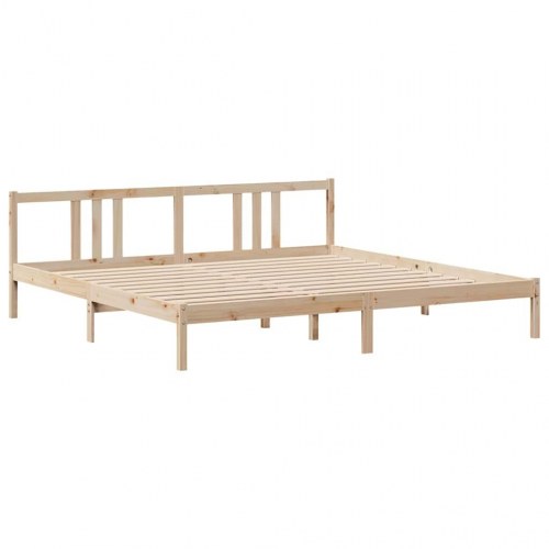 Sengeramme med sengegavl 200 x 200 cm i massivt fyrretræ