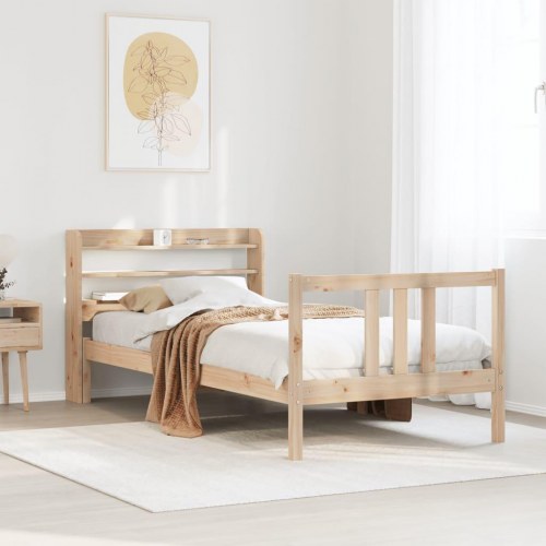 Sengeramme med sengegavl 75 x 190 cm i massivt fyrretræ
