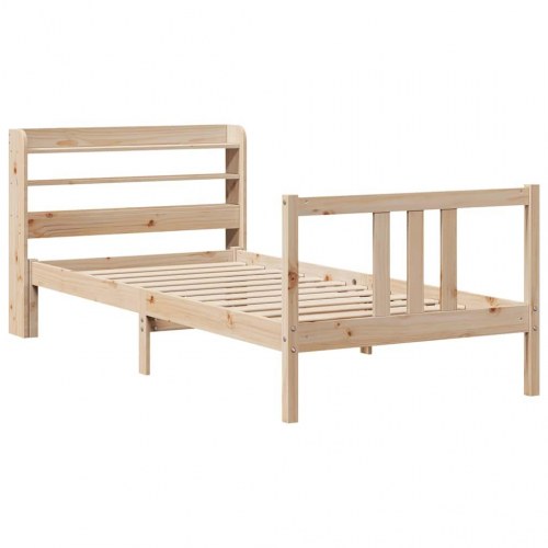 Sengeramme med sengegavl 75 x 190 cm i massivt fyrretræ