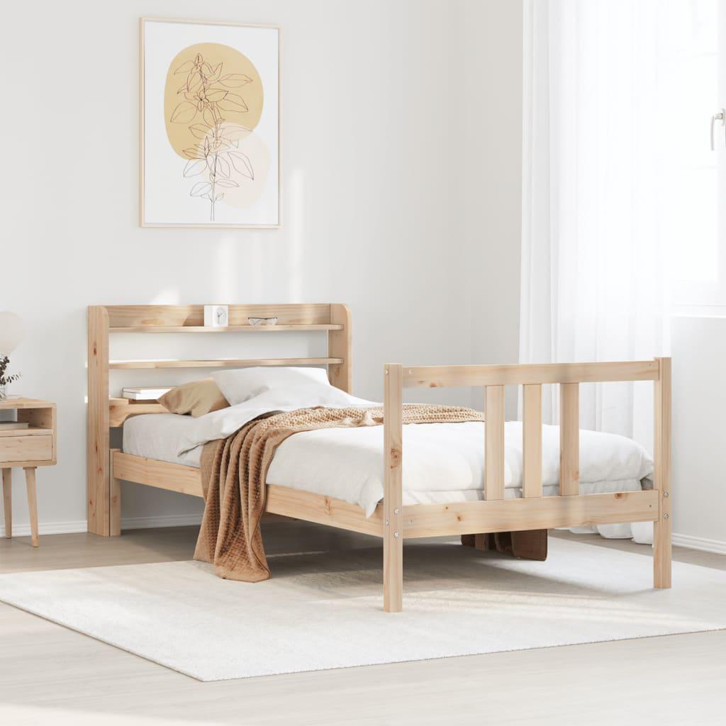 Sengeramme med sengegavl 90x190 cm massivt fyrretræ