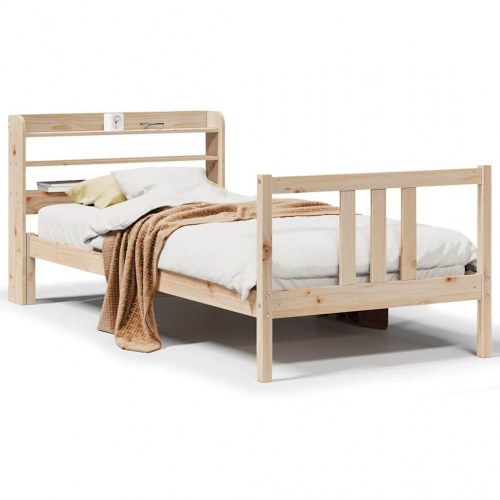 Sengeramme med sengegavl 90x190 cm i massivt fyrretræ