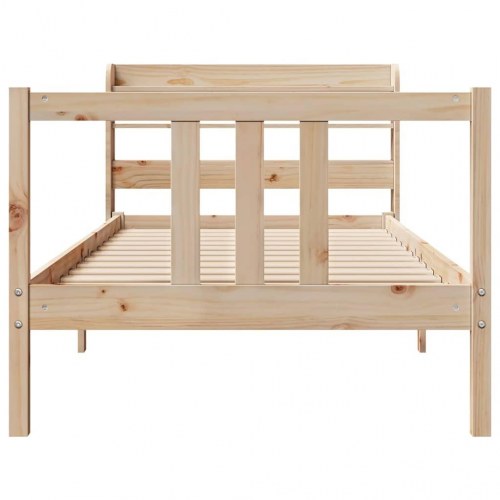Sengeramme med sengegavl 90x190 cm i massivt fyrretræ