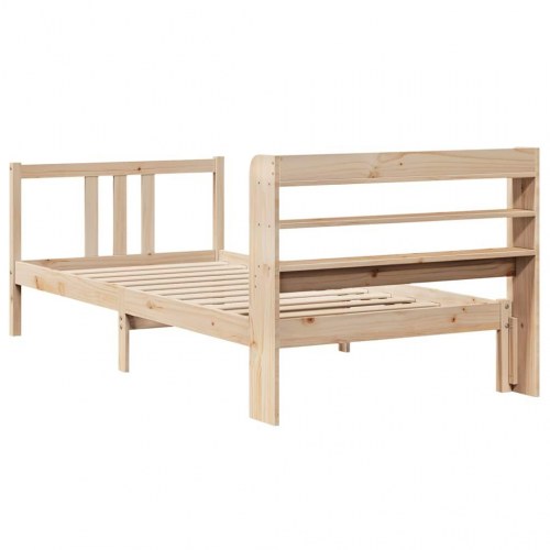 Sengeramme med sengegavl 90x190 cm i massivt fyrretræ