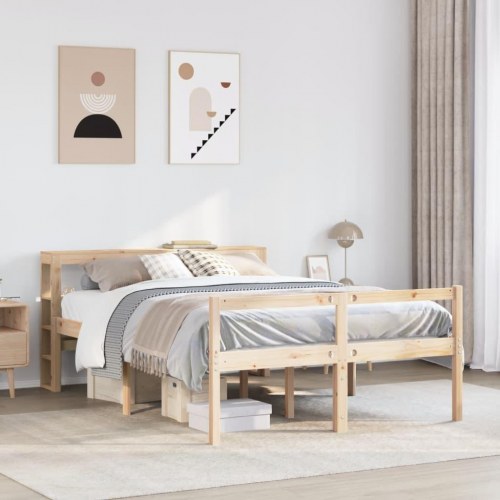 Seniorseng med sengegavl 120 x 190 cm massivt fyrretræ
