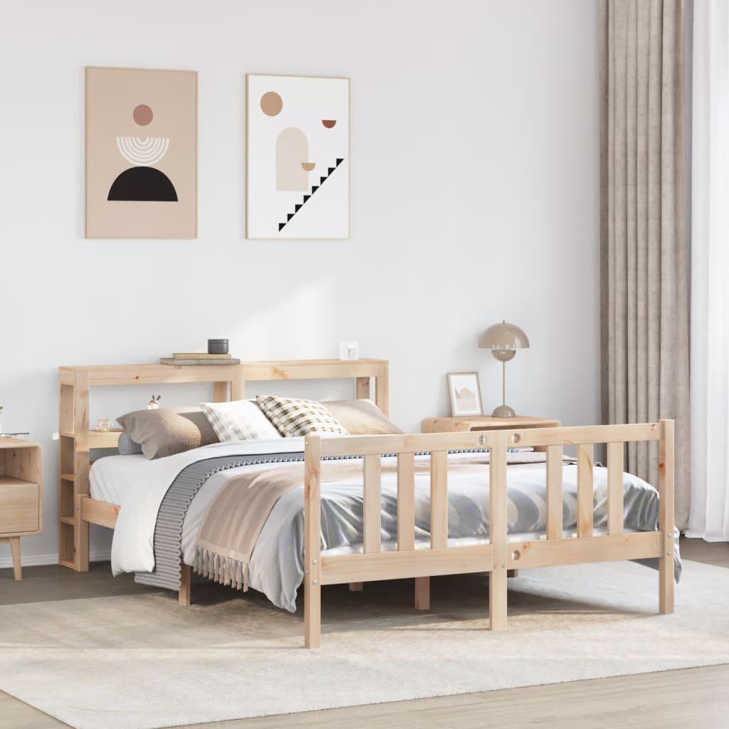 Sengeramme med sengegavl 120x200 cm massivt fyrretræ hvid