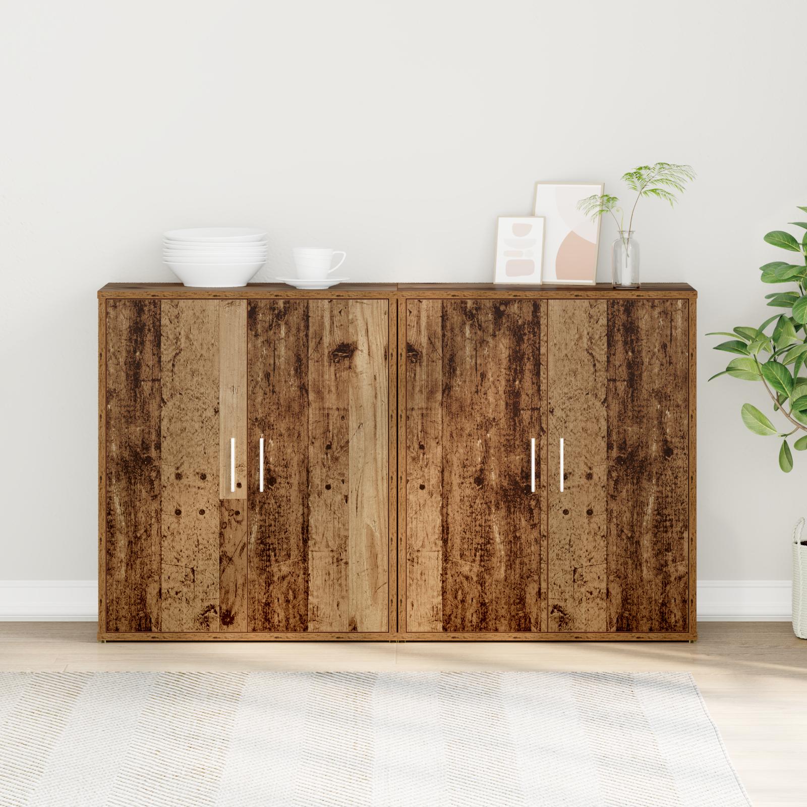 Highboard 2 stk Gammelt træ 60 x 31 x 70 cm Konstrueret træ