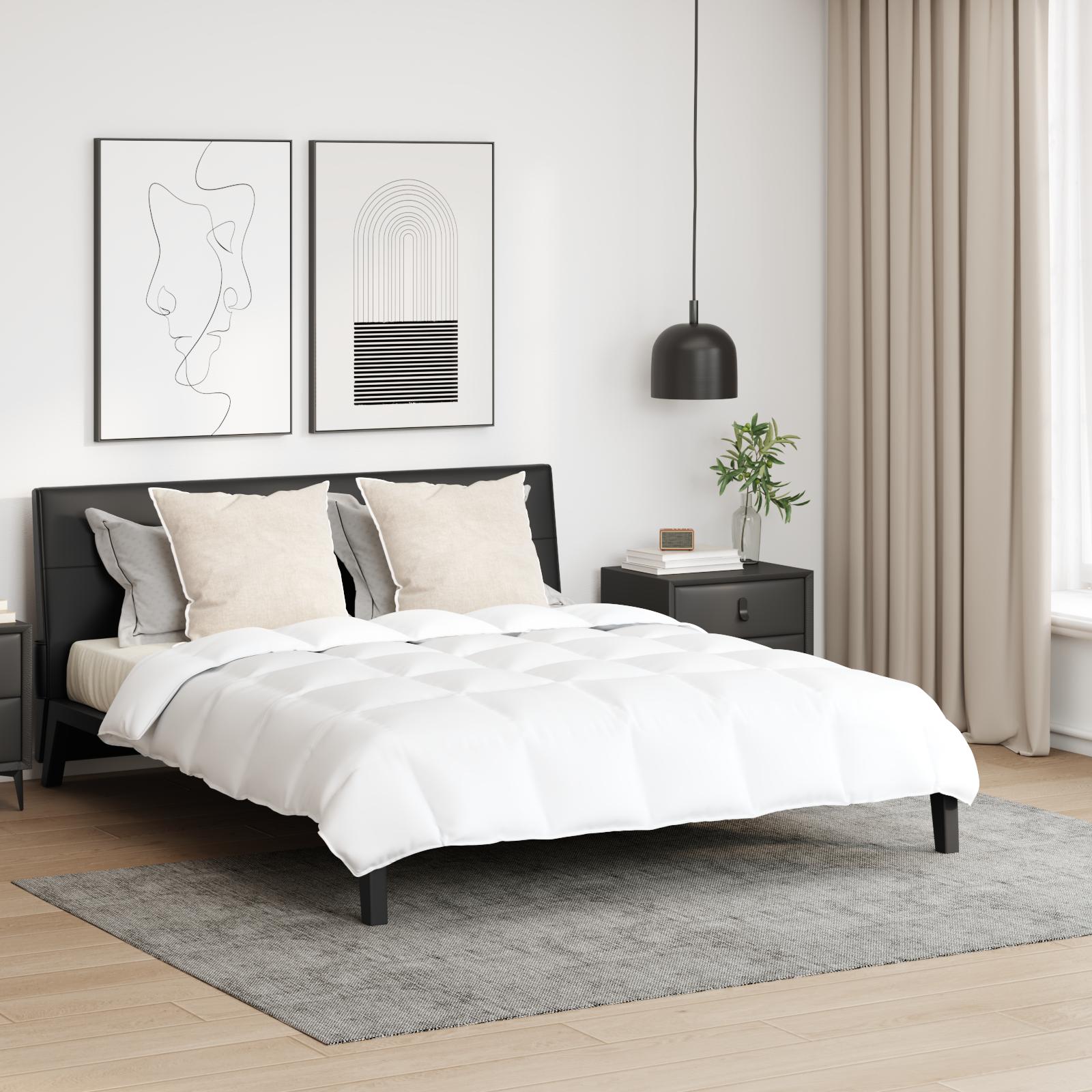 Dyne- og pudessæt 3 dele - hvid, dun/fjer, 260 × 220 cm