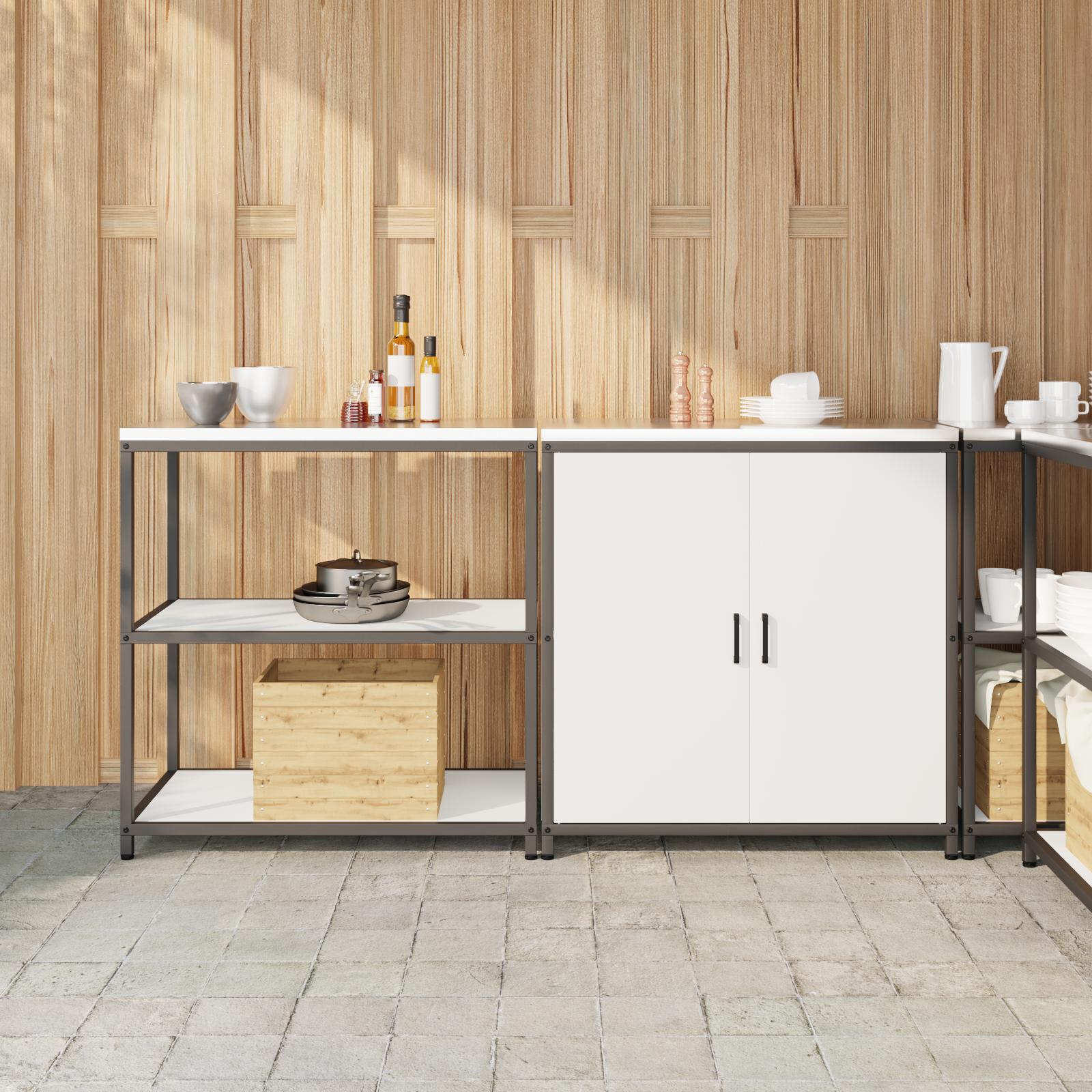 Køkkenopbevaringssæt med hylde 2 stk Hvid 180 x 50 x 92 cm