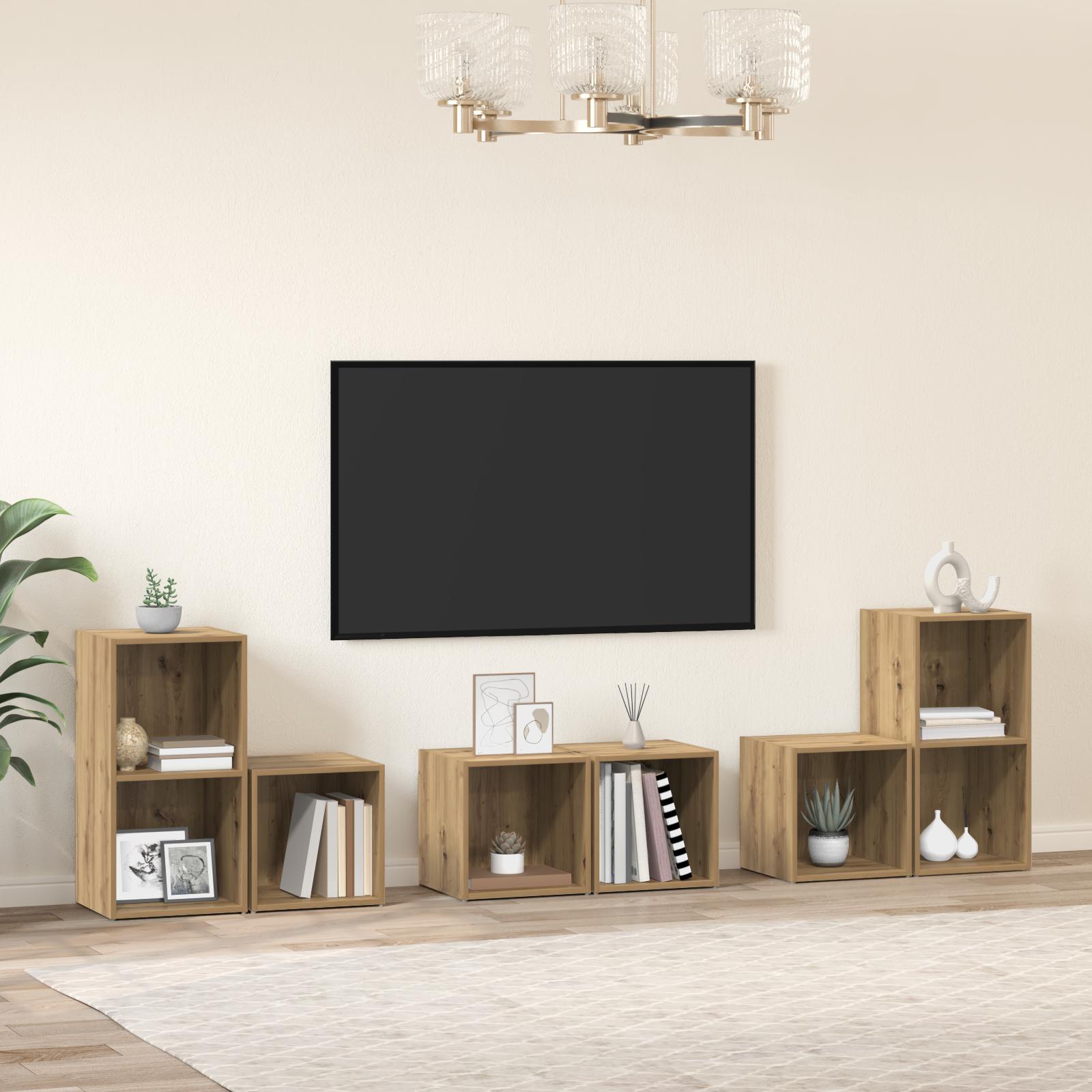 TV Skab Sæt 6 stk Artisan Egetræ 37 x 35 x 72 cm